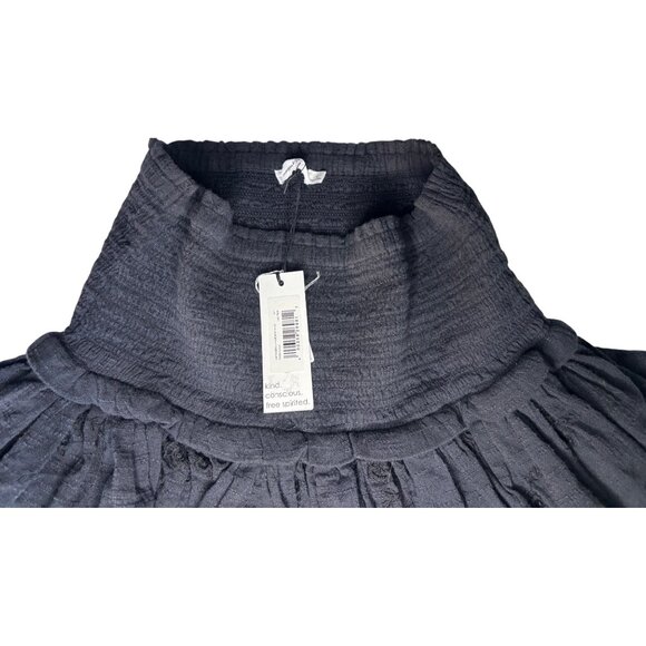 Unsubscribed Black Smocked Waist Tiered Embroidered Mini Skirt Size 4 New - Picture 7 of 10